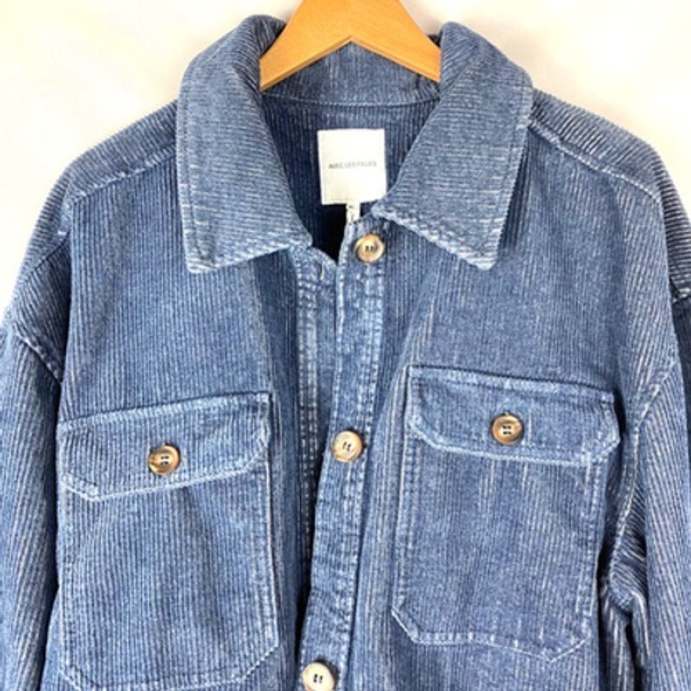 Avec Les Filles Corduroy Cropped Shacket Spring Jacket Women XL Blue Utility NWT - Picture 3 of 7